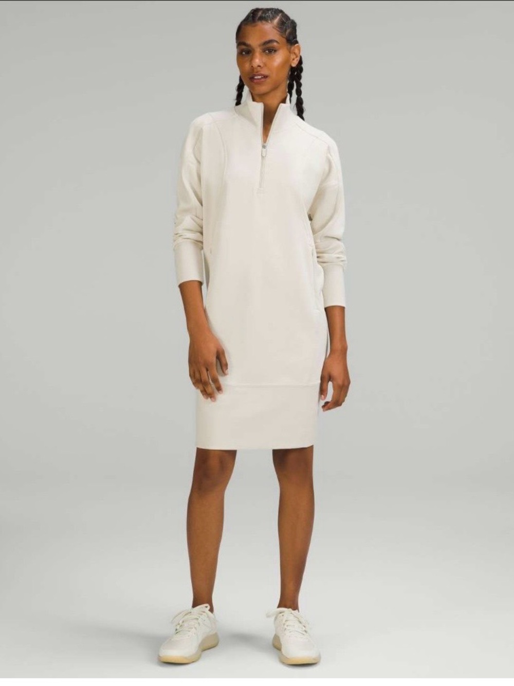 Lululemon Softstreme Long-Sleeve Half-Zip Dress Natural Ivory Size 6